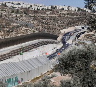 Construction to widen the Bethlehem Bypass Road in Beit Jala, south of Jerusalem