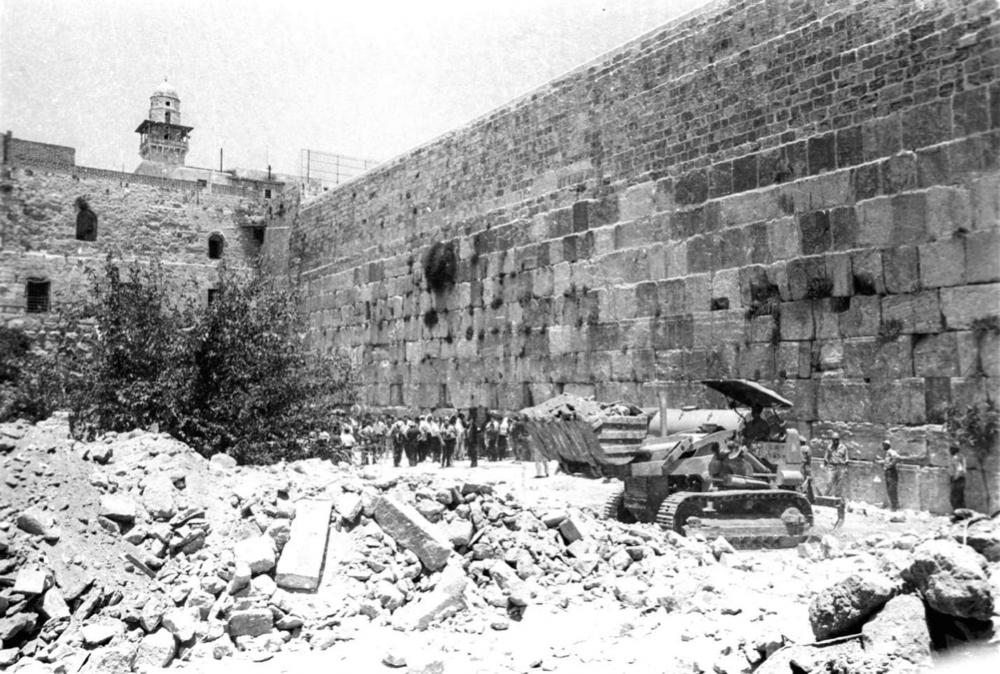 Moroccan Quarter after its June 10, 1967 demolition, Jerusalem Old City