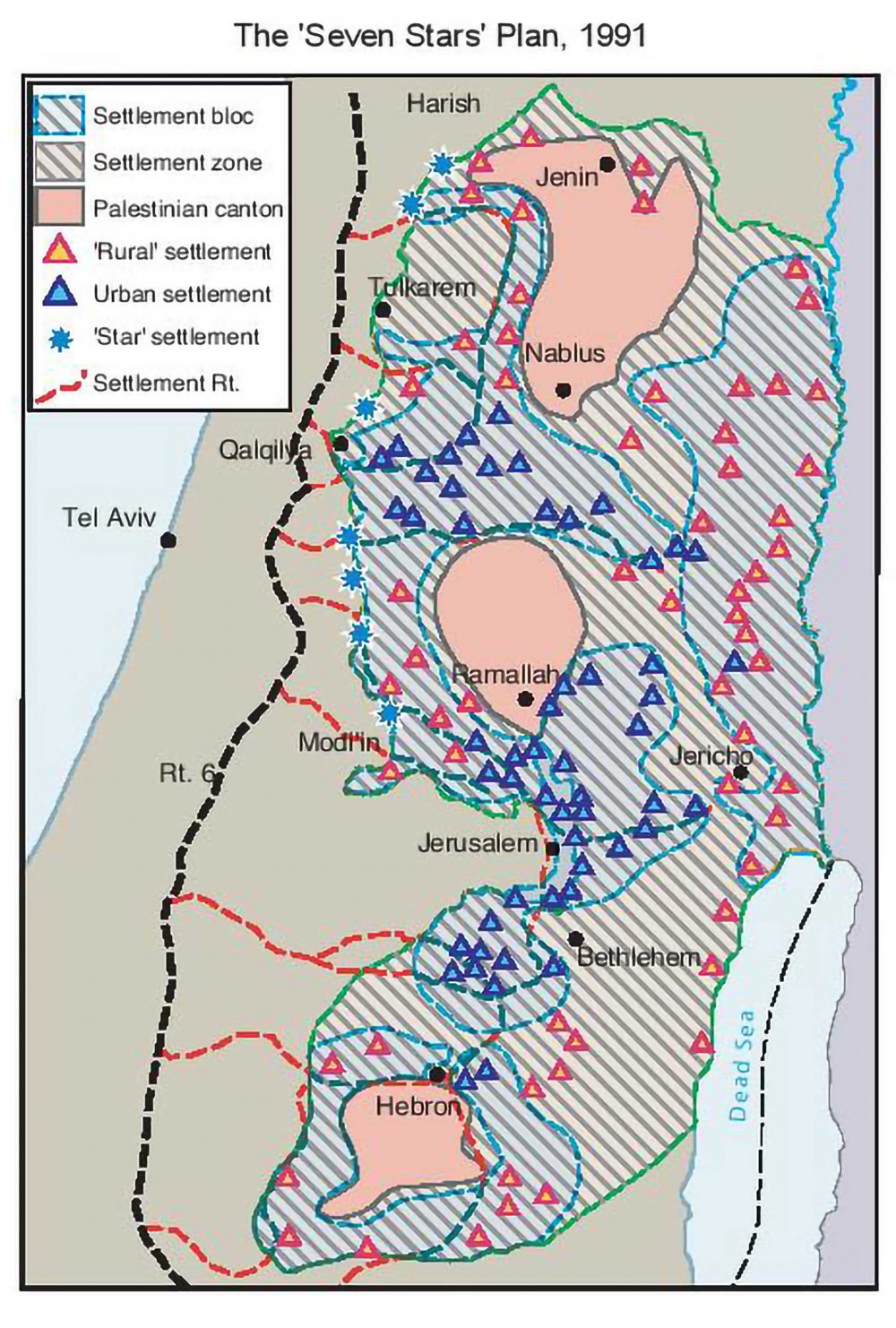 The Seven Stars plan for Jewish settlements in the West Bank, 1991