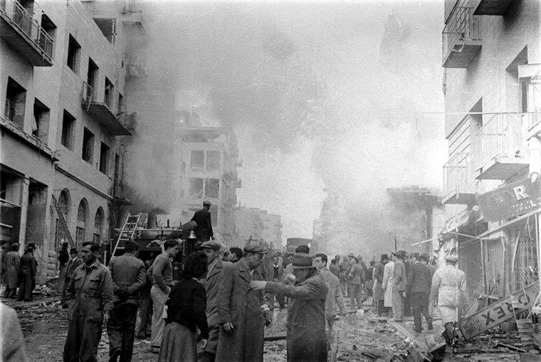 Car bomb explosion on Ben-Yehuda Street in Jerusalem's New City on February 22, 1948