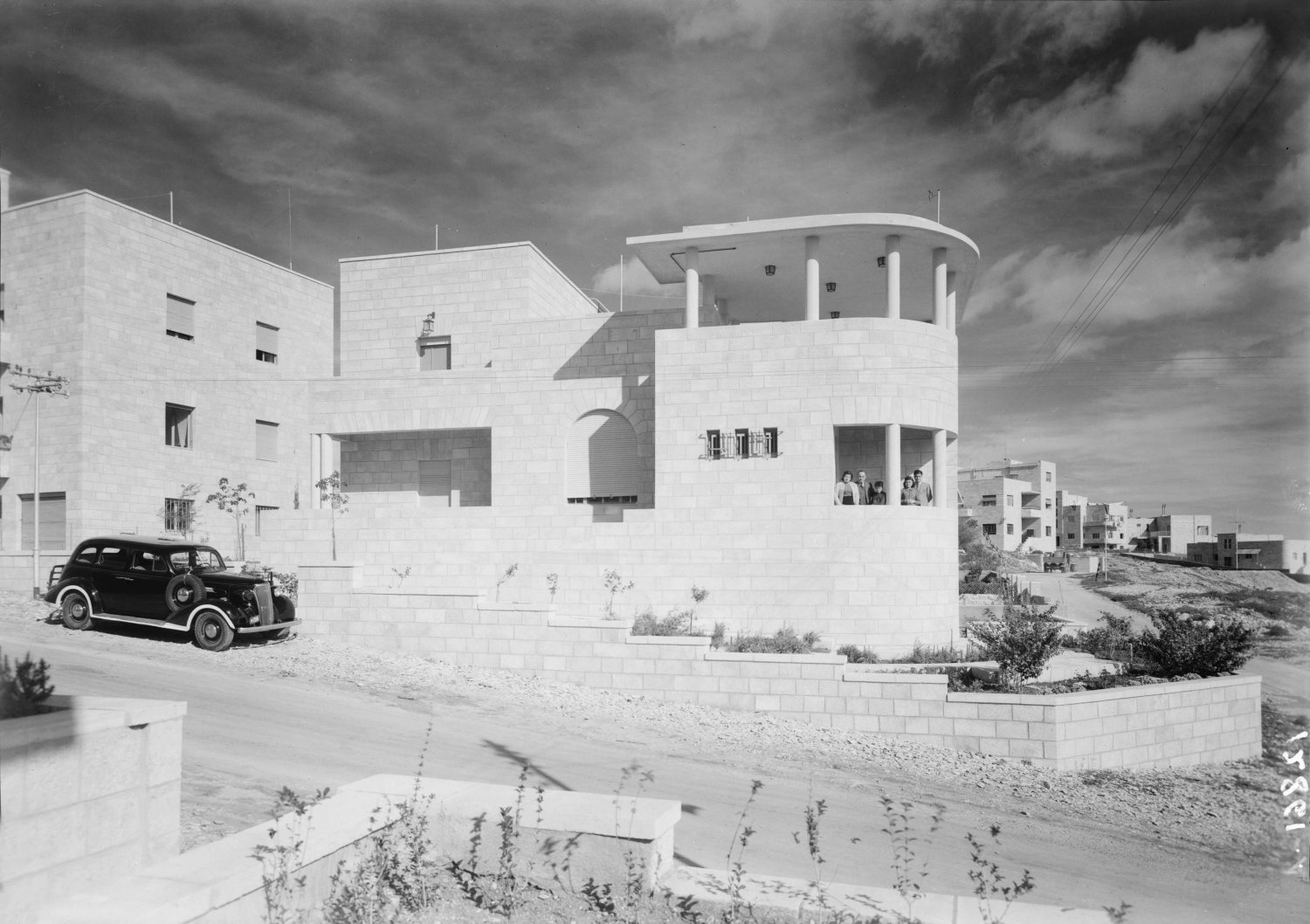 The Christian Zananiri family on their balcony in the Talbiyya neighborhood of Jerusalem’s New City, 1940s