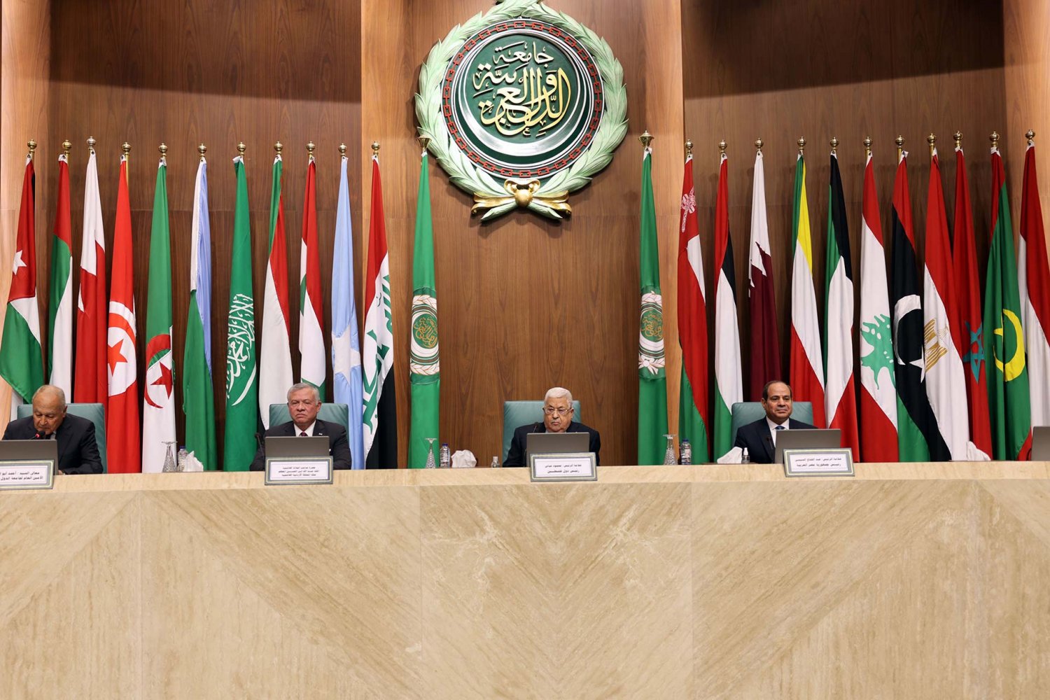 King Abdullah of Jordan, Palestinian President Mahmoud Abbas, and Egyptian President Abdel Fatah el-Sisi